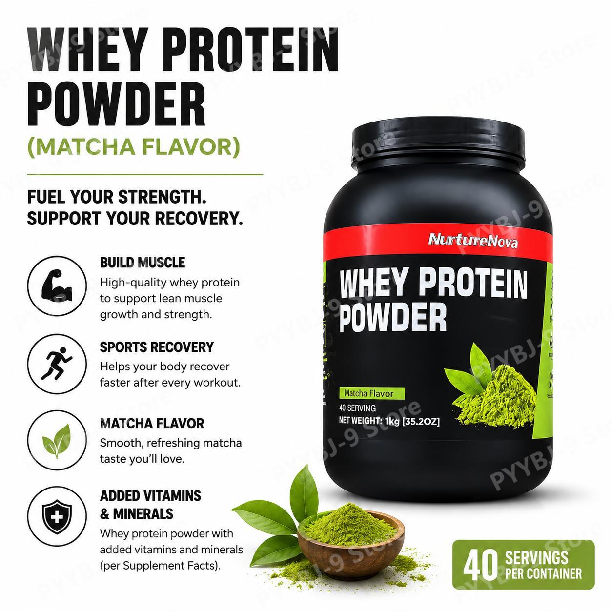 Nutrition Of Fitness - NurtureNova Whey Protein Powder Matcha Flavor