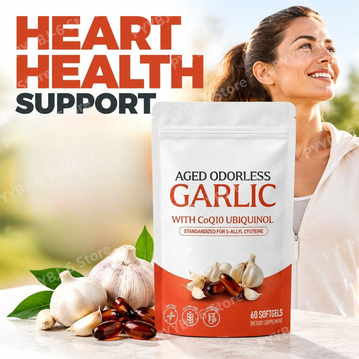 Coq10 Ubiquinol Softgel - Aged Odorless Garlic Softgels with CoQ10