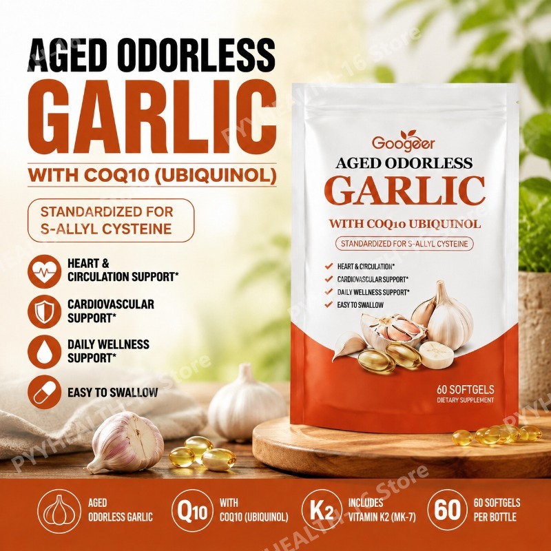 Coq10 Ubiquinol Softgel - Aged Odorless Garlic Softgels with CoQ10