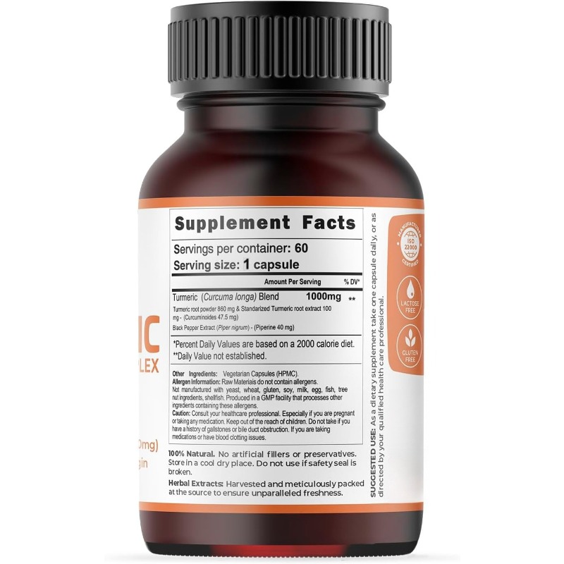Turmeric Capsules 1000mg Conta - Turmeric Curcumin Capsule recension och pris