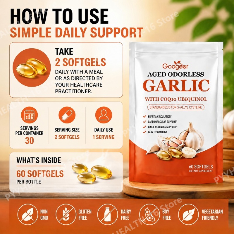 Aged Odorless Garlic Softgels  - Coq10 Ubiquinol Softgel recension och pris